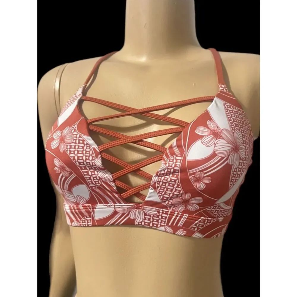 Victoria’s Secret padded sexy Strappy lace up Font sport bra multicolor Small
